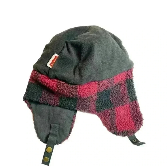 Men's Levi’s Canvas Trapper Hat with Plaid Sherpa Lining Size S/M New With Tags - Picture 8 of 9